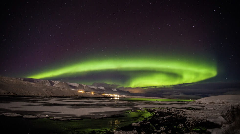 Where to see the Northern Lights over Akureyri Iceland